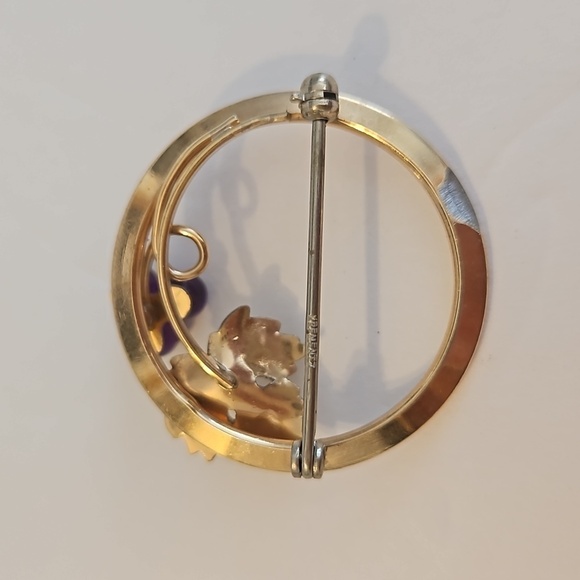 KREMENTZ Amethyst Grape Leaf Circle Brooch - Picture 4 of 6